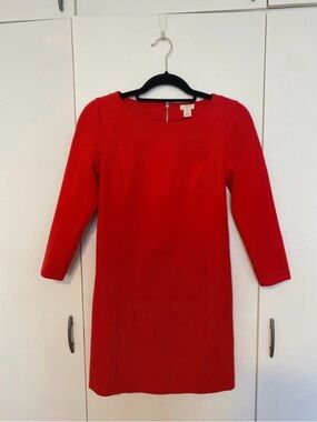 J. Crew Red Long-Sleeve Dress